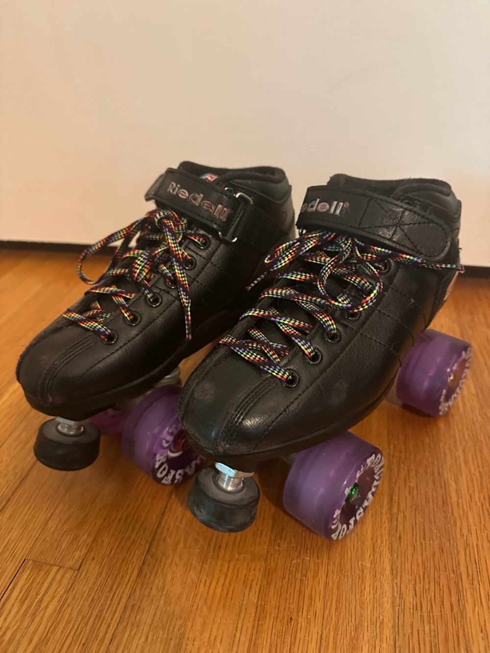 Riedell Black Leather Quad Roller Skates (wheels not included)